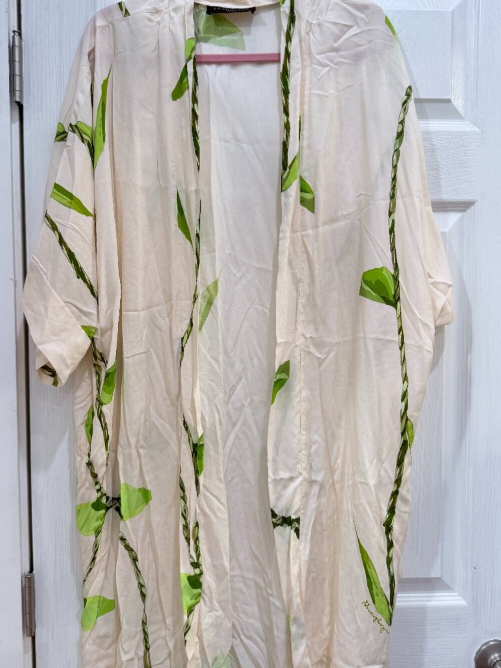 NWOT Lexbreezy Hawaii cream ti leaf kimono cover up one size